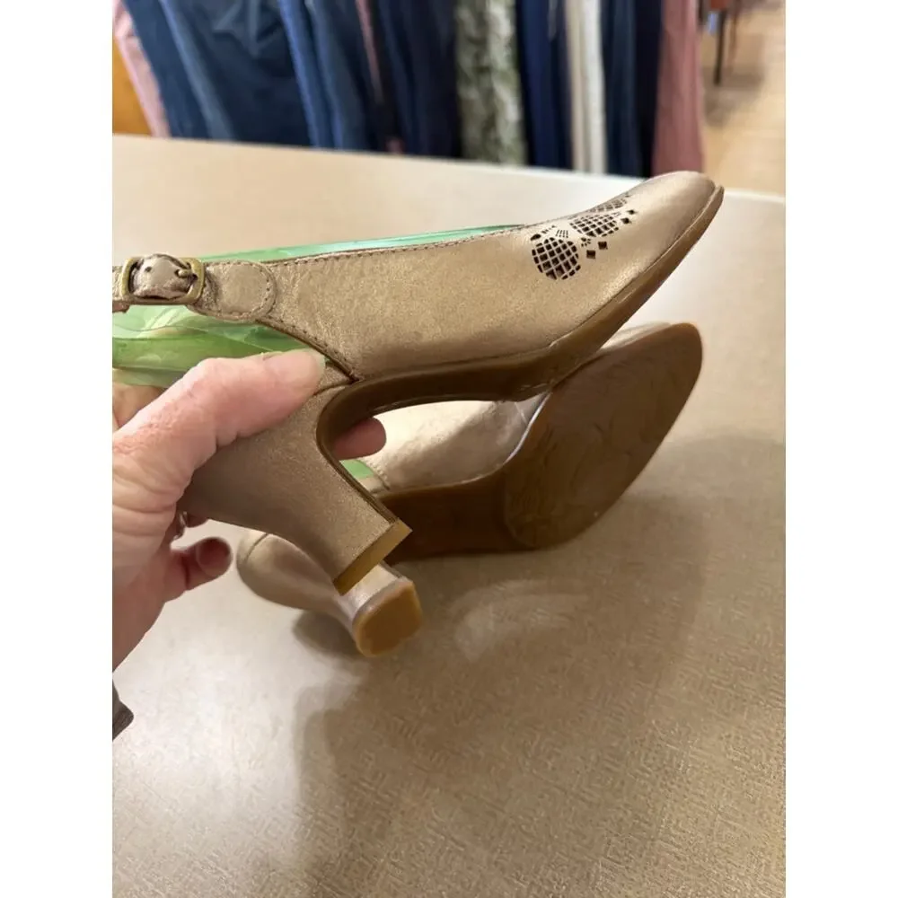 Clarks Artisan Collection peep toe leather sling back heels women's size 6
